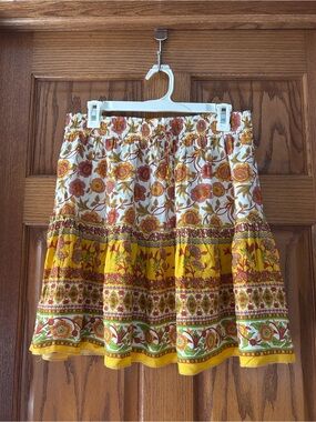 Floral Tiered Skater Skirt - Yellow & White